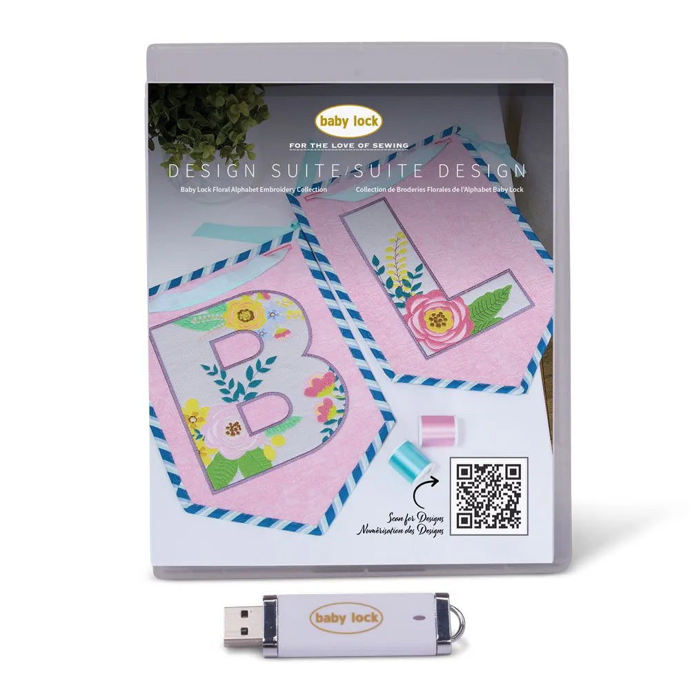 Baby Lock Design Suite Floral Alphabet Embroidery Design Collection