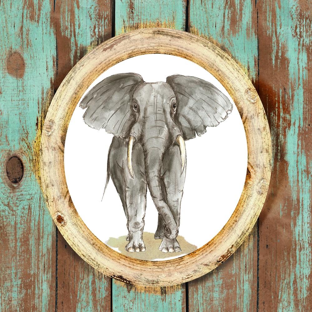 African Elephant Portrait Fabric Panel