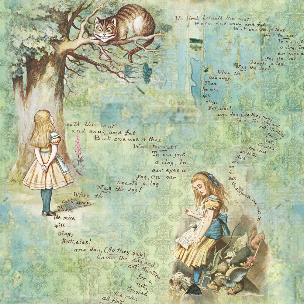 Alice & Cheshire Cat Fabric