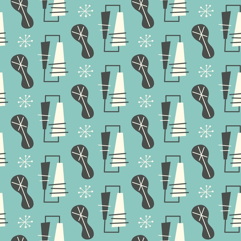 Atomic Pattern #2 Fabric - Blue