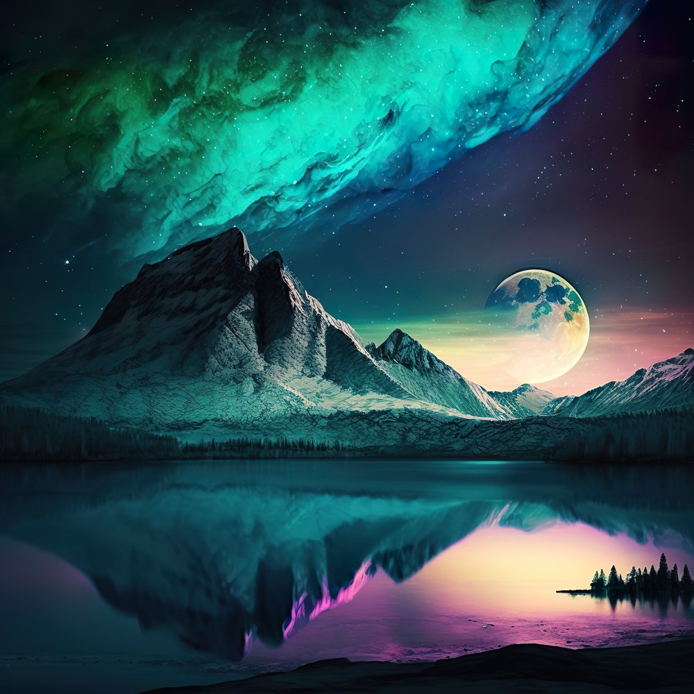 Aurora Borealis Variant #1 Fabric Panel