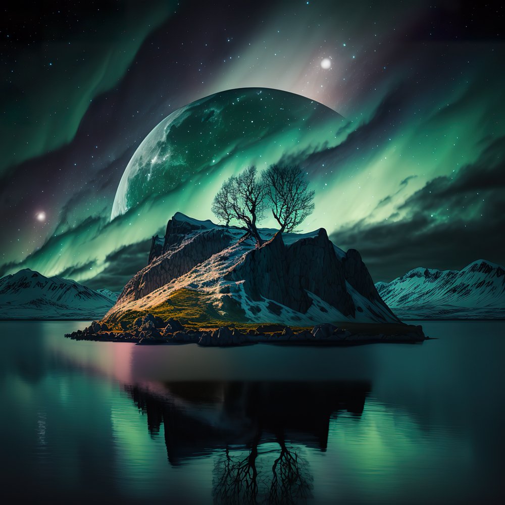 Aurora Borealis Variant #7 Fabric Panel