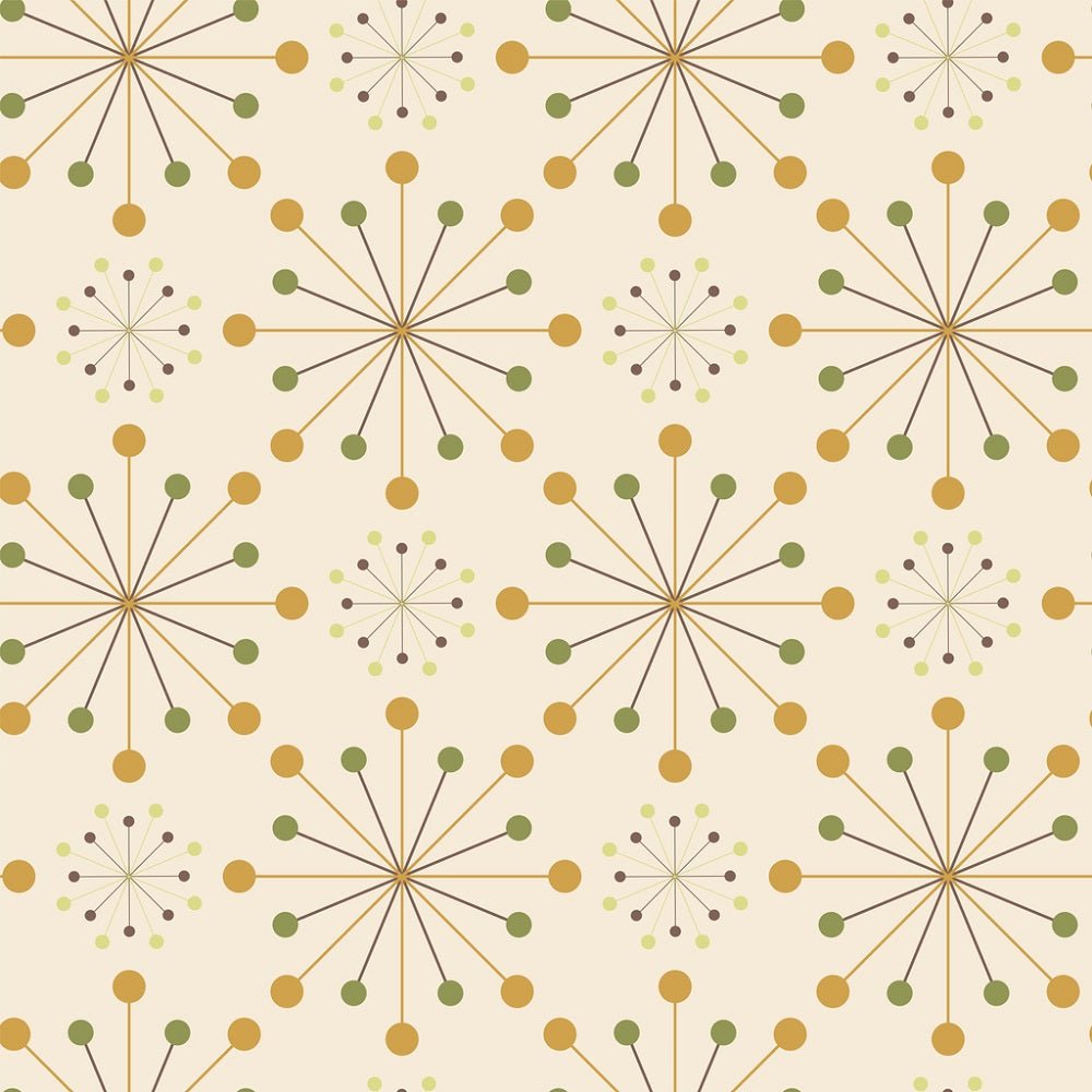 Atomic Symmetrical Radial Dots Fabric - Tan