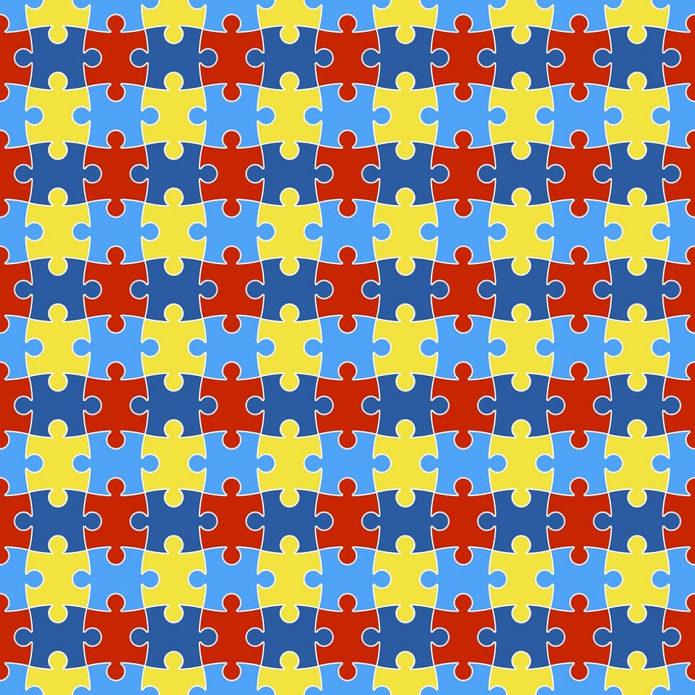 Autism Awareness Connected Puzzle Pieces Fabric
