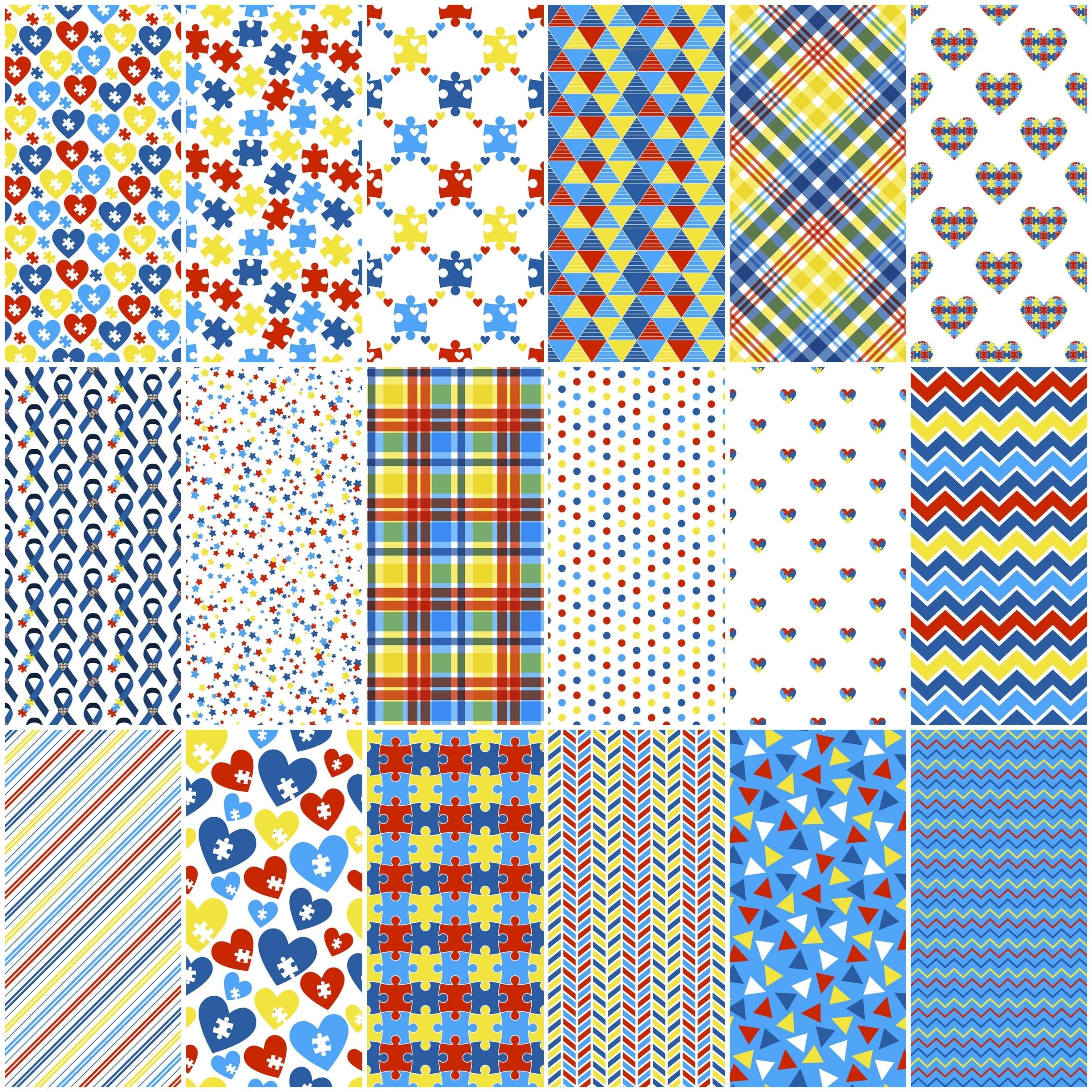 Autism Awareness Fat Quarter Bundle - 18 Pieces