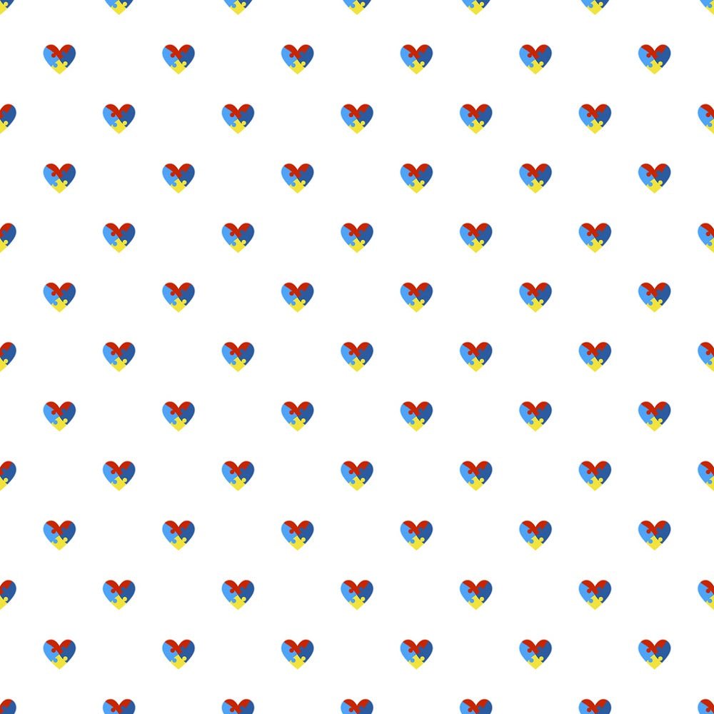 Autism Awareness Small Puzzled Hearts Fabric