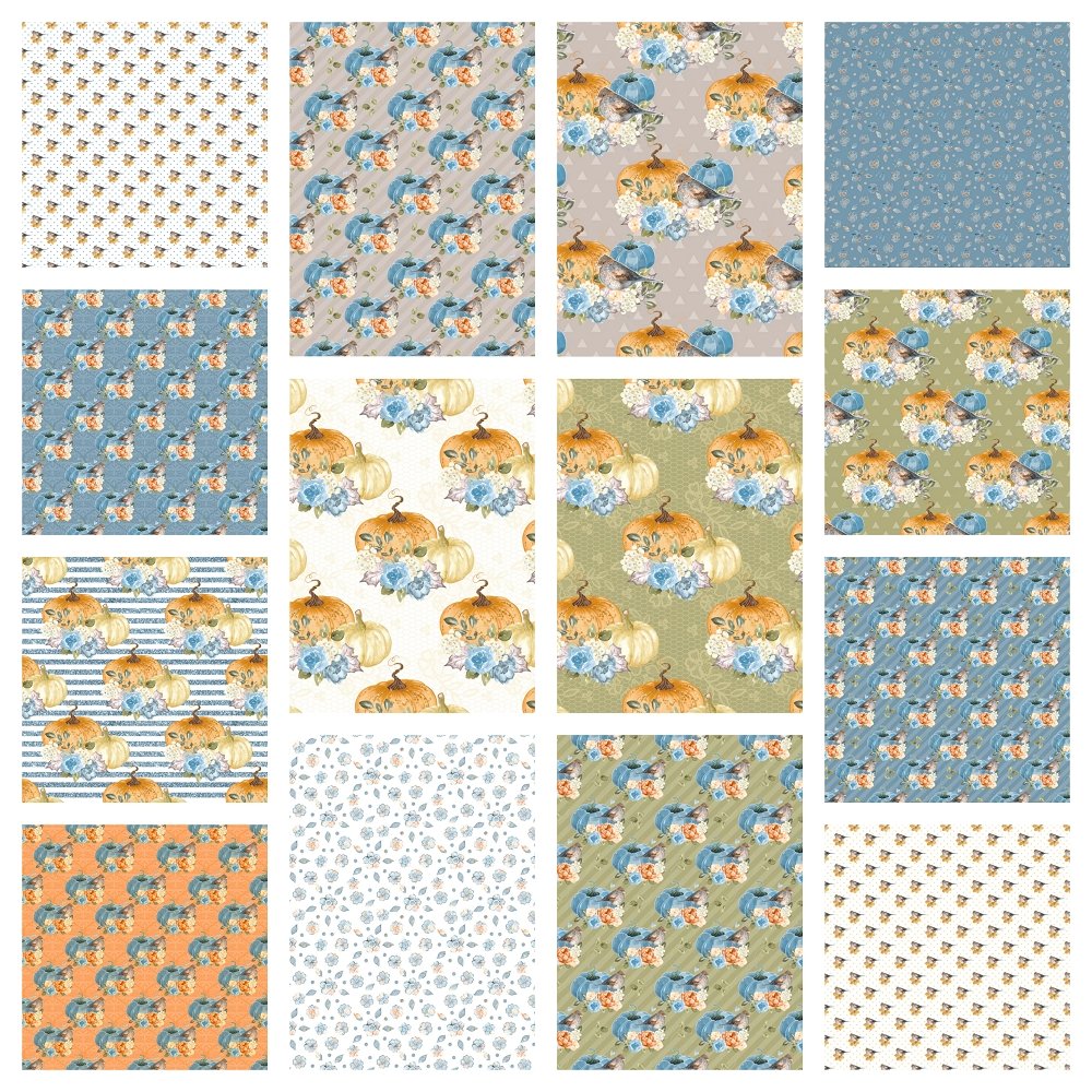 Autumn Birds Fabric Collection - 1/2 Yard Bundle
