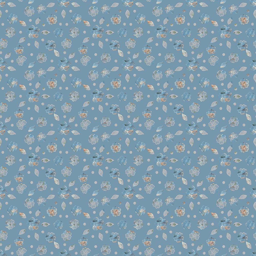 Autumn Floral Fabric - Blue