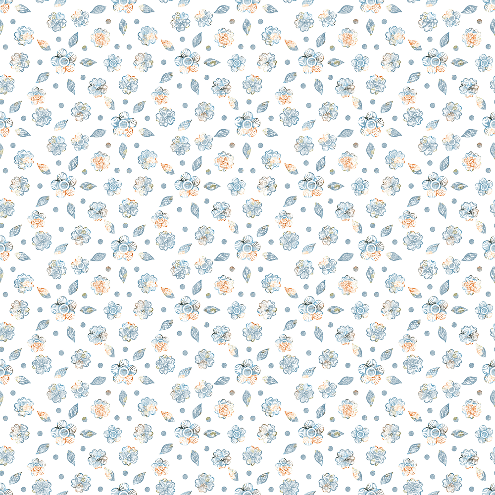 Autumn Floral Fabric - White