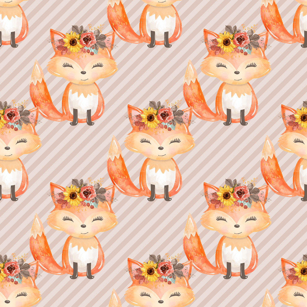 Autumn Fox & Stripes Fabric - Tan