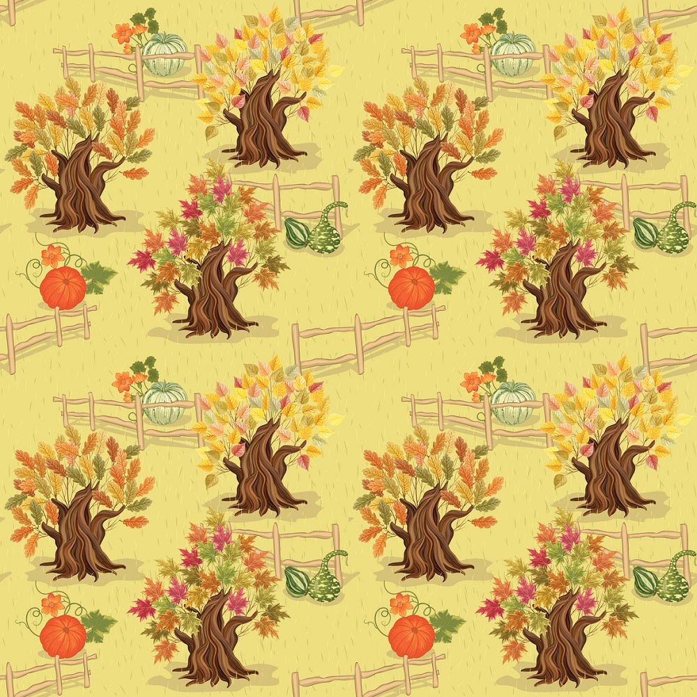 Autumn Rural Scene Fabric