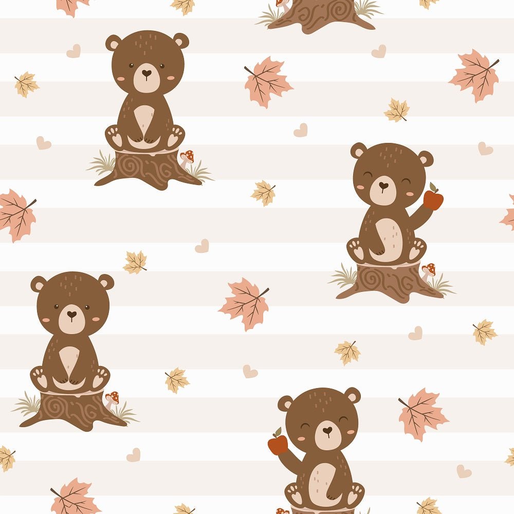 Autumn Woodland Animals Bear Fabric