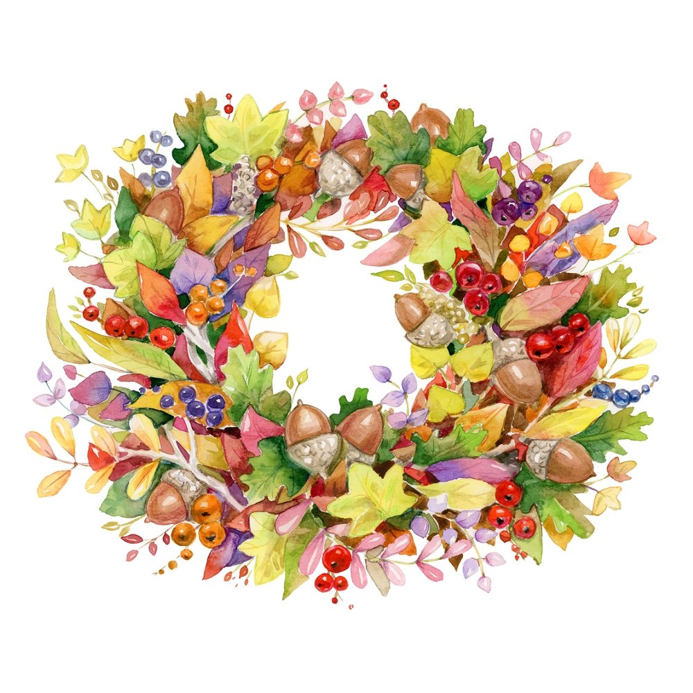 Autumn Wreath Fabric Panel