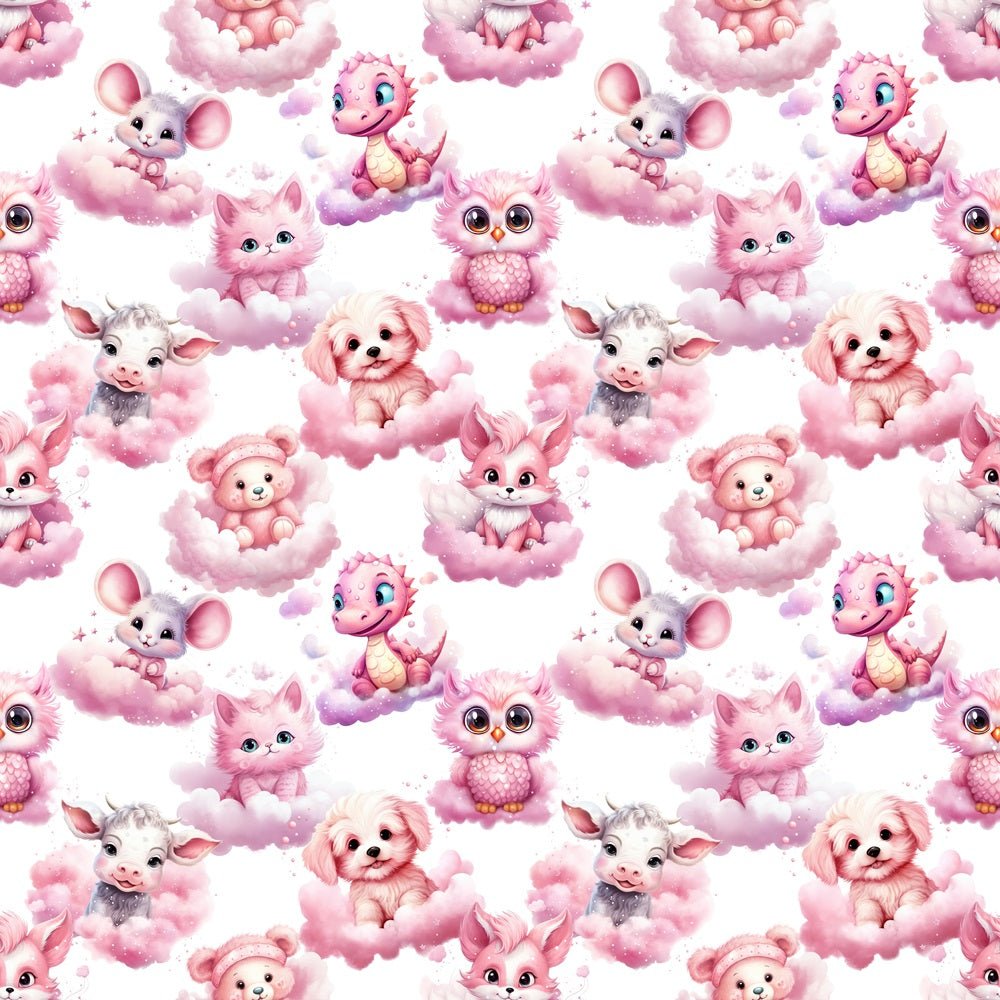 Baby Animals Floating on Clouds Fabric