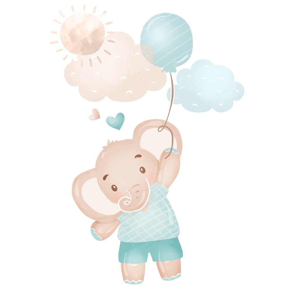 Baby Boy Elephant Arrangement #2 Fabric Panel