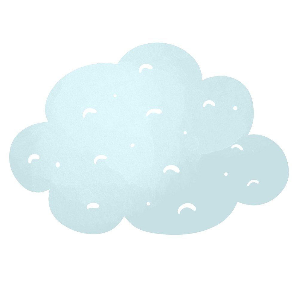 Baby Boy Elephant Cloud Fabric Panel - Blue