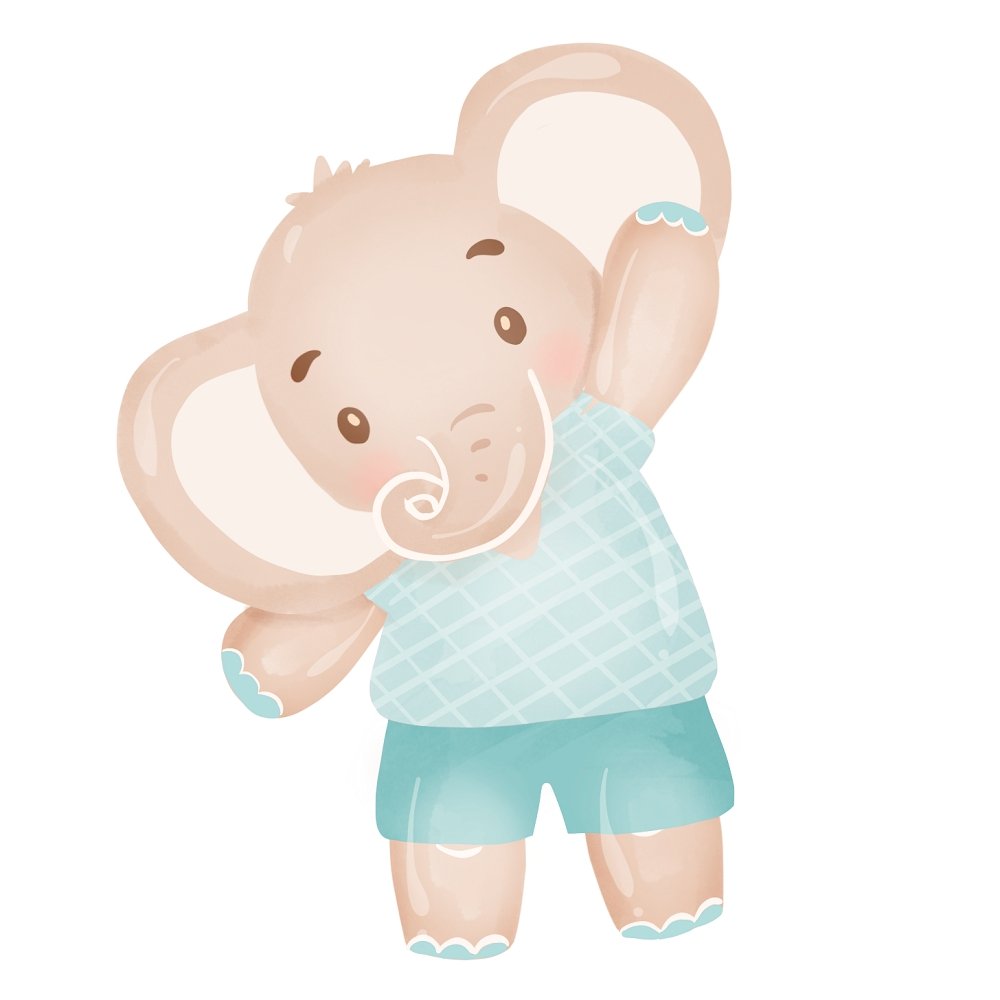 Baby Boy Elephant Fabric Panel