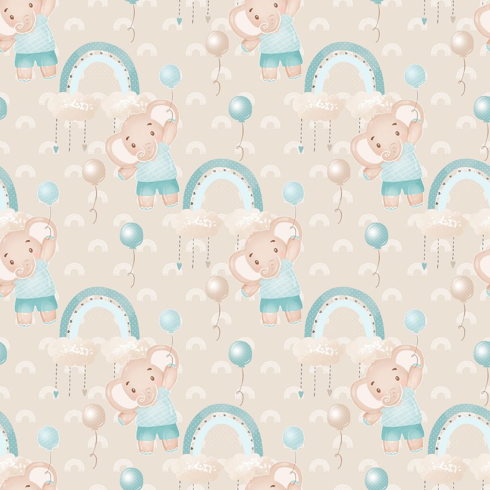 Baby Boy Elephant Fabric - Tan