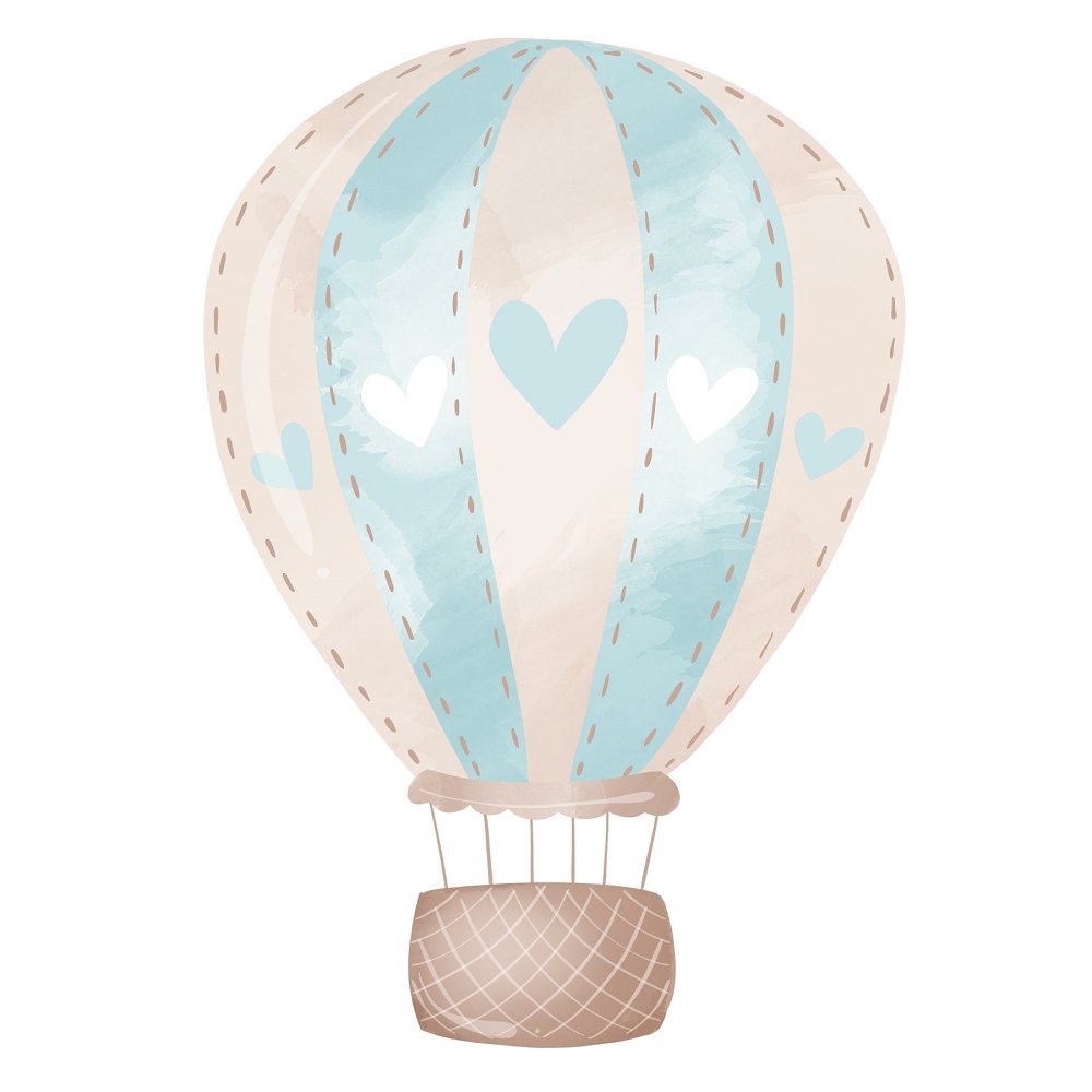 Baby Boy Elephant Hot Air Balloon Fabric Panel