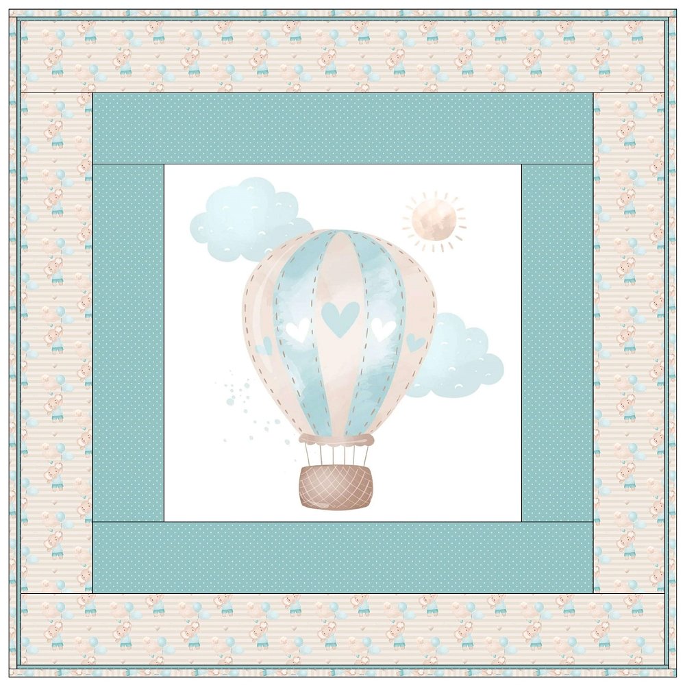 Baby Boy Elephant Hot Air Balloon Wall Hanging 42" x 42"