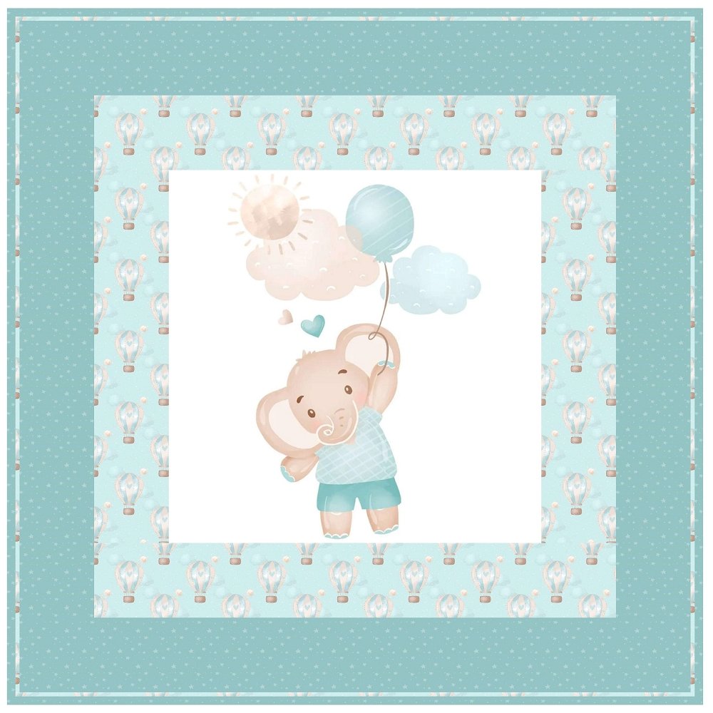Baby Boy Elephant in the Clouds Wall Hanging 42" x 42"