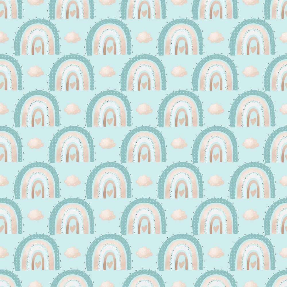 Baby Boy Elephant Rainbows Fabric - Blue
