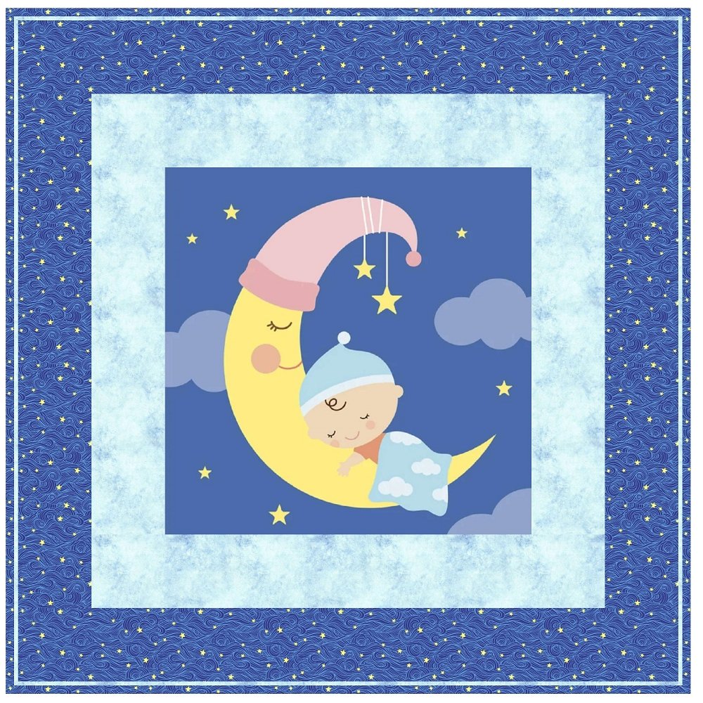 Baby Boy Sleeping on the Moon Wall Hanging 42" x 42"
