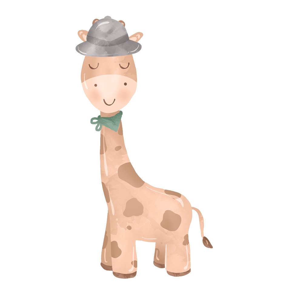 Baby Giraffe Safari Guide Fabric Panel