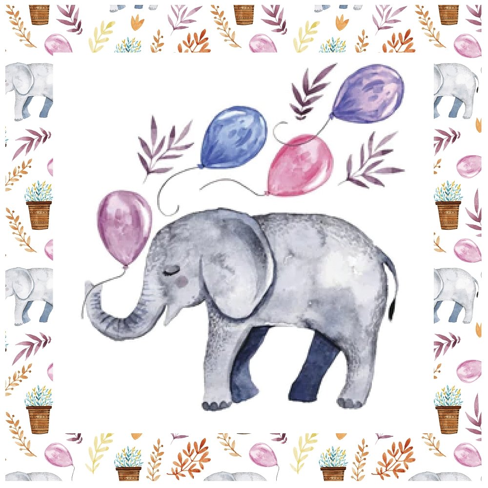 Baby Elephant With Balloons Pillow Panels