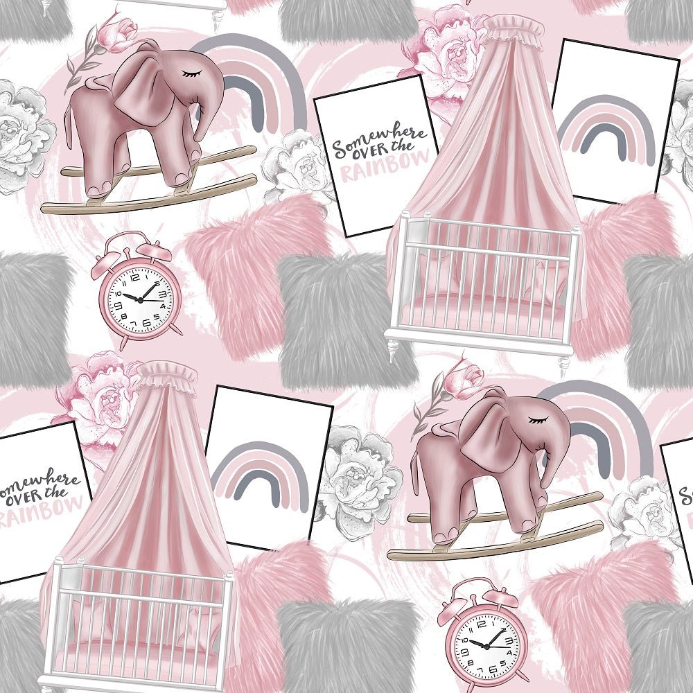 Baby Girl Crib Fabric - White