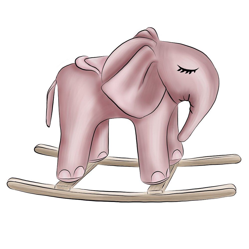 Baby Girl Elephant Fabric Panel