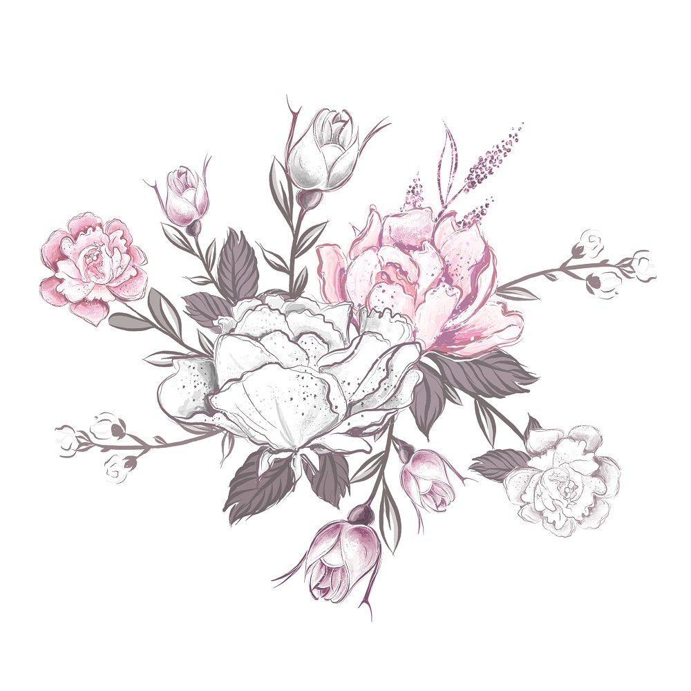 Baby Girl Floral Bouquet #1 Fabric Panel