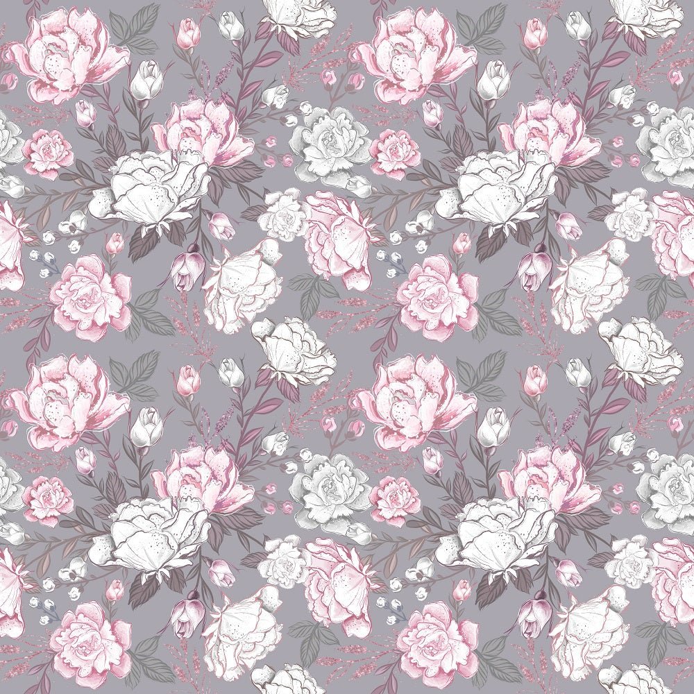 Baby Girl Floral Fabric - Gray