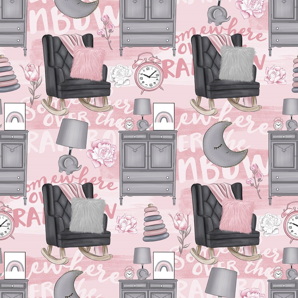 Baby Girl Nursery Elements Fabric - Pink