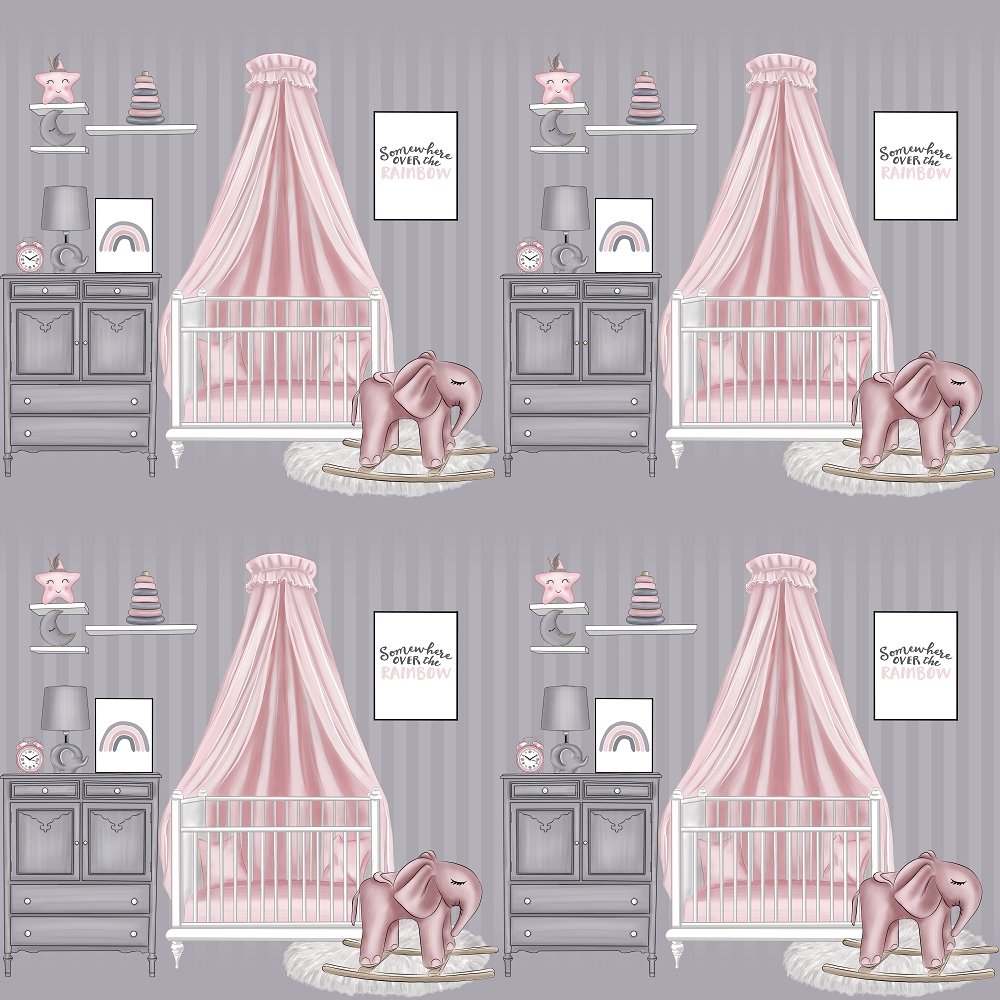 Baby Girl Nursery Fabric - Gray