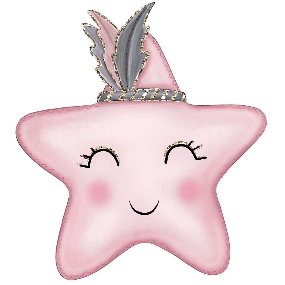 Baby Girl Star Fabric Panel