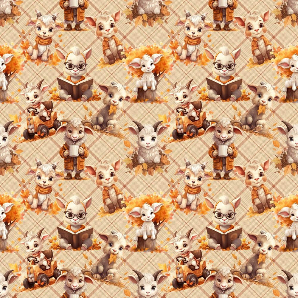Baby Goats In Autumn Fabric