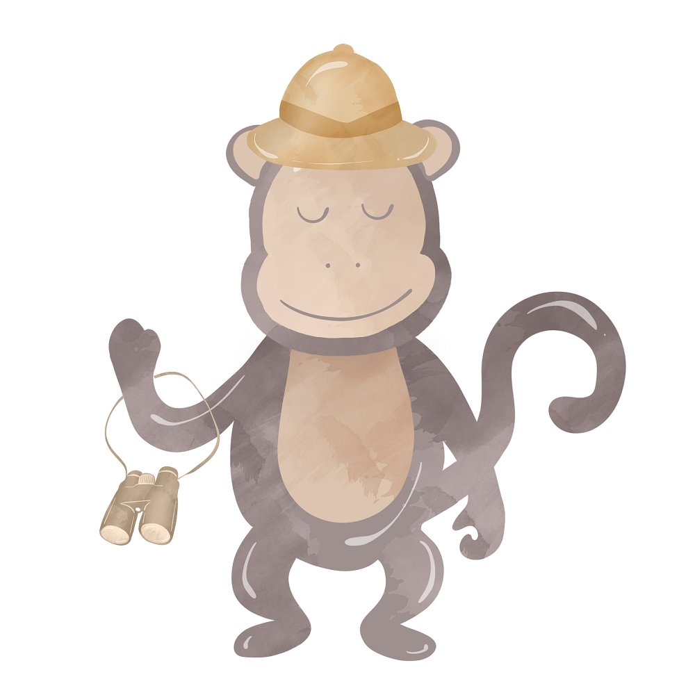 Baby Monkey Guide Fabric Panel