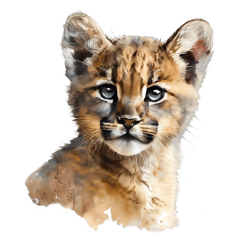 Baby Safari Animals Puma #1 Fabric Panel