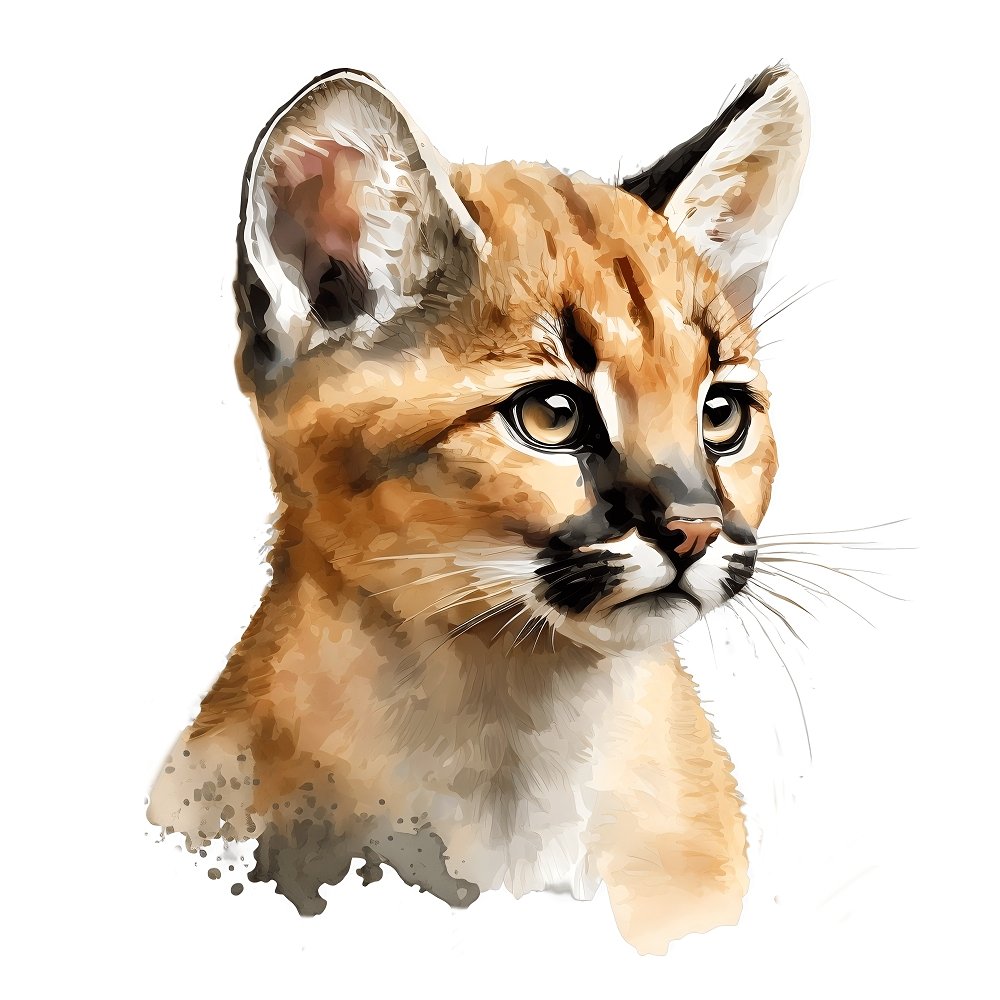 Baby Safari Animals Puma #2 Fabric Panel