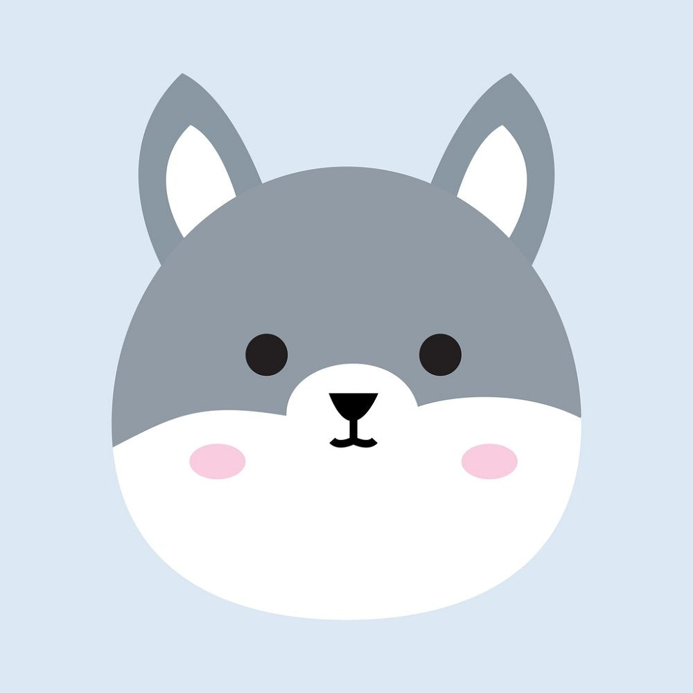 Baby Wolf Face Fabric Panel