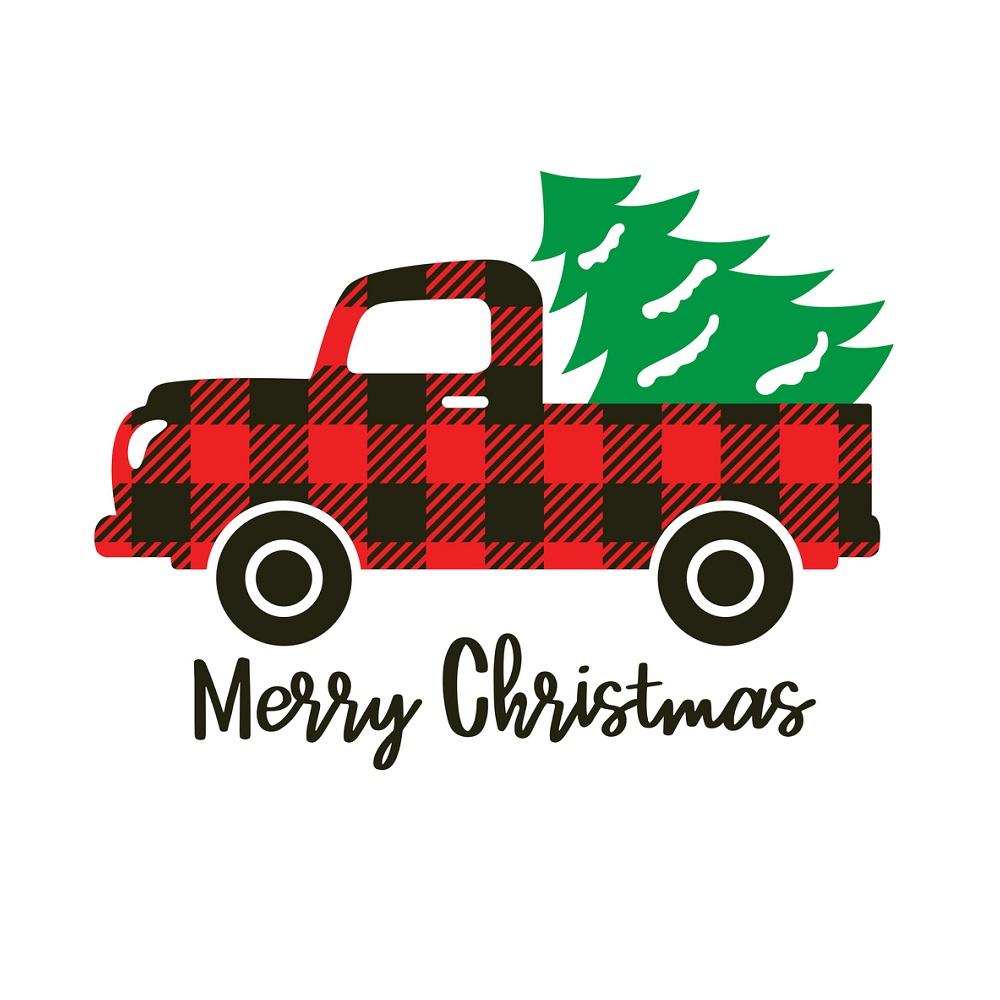 Buffalo Plaid Truck Fabric Panel