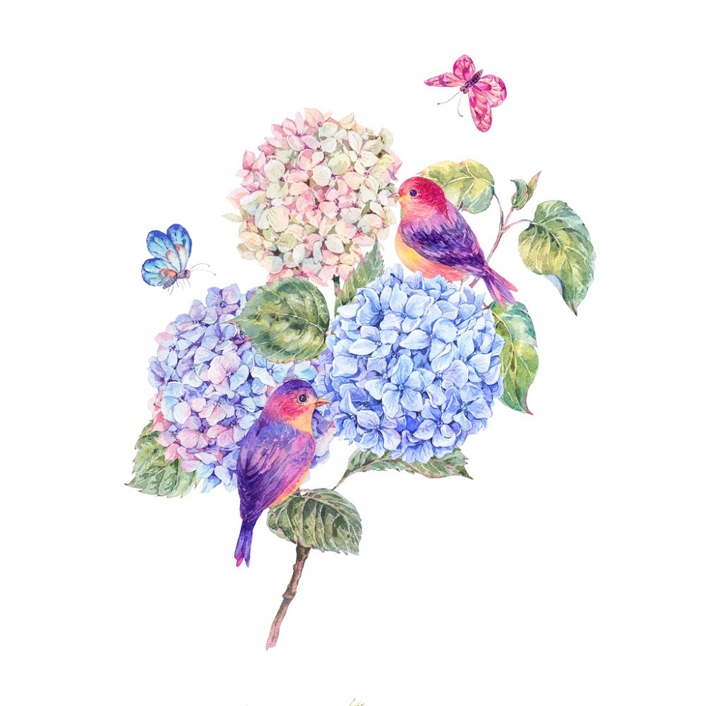 Branch Of Hydrangeas Fabric Panel - Multi