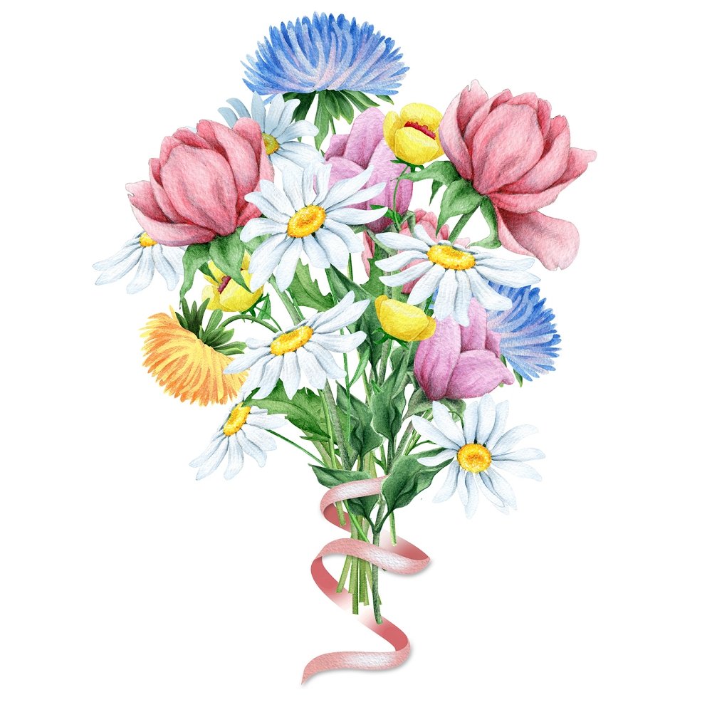 Bright Spring Floral Bouquet Fabric Panel