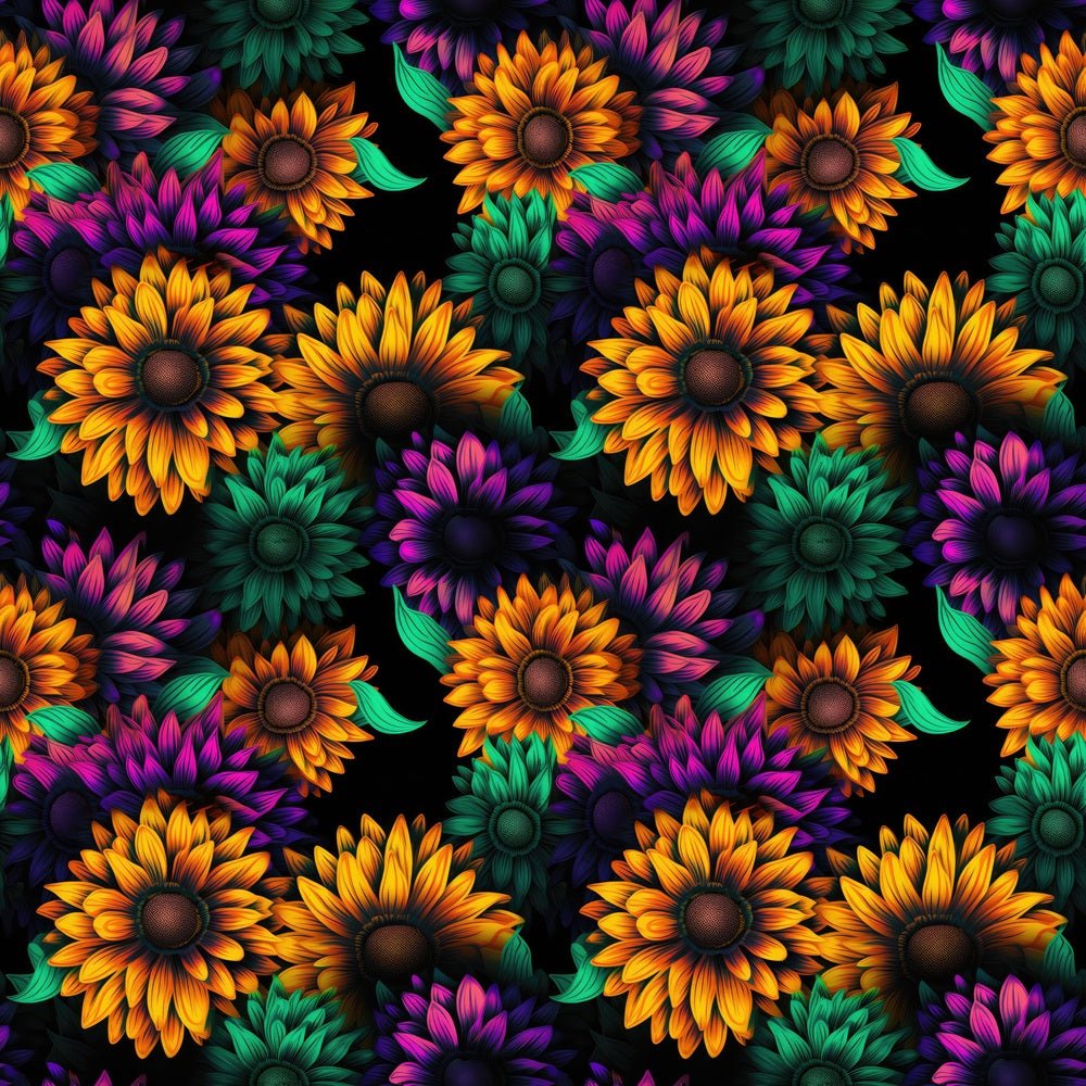 Brilliant Colorful Sunflower Fabric