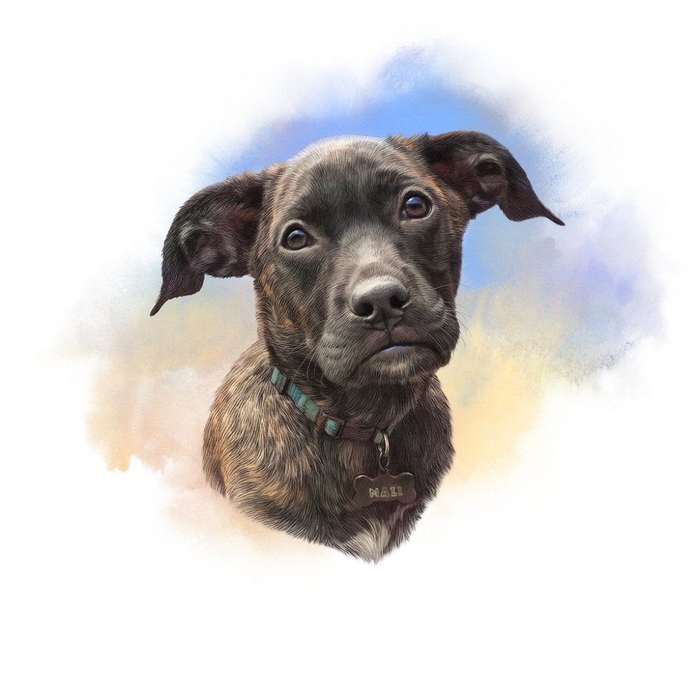 Brindle Puppy Portrait Fabric Panel