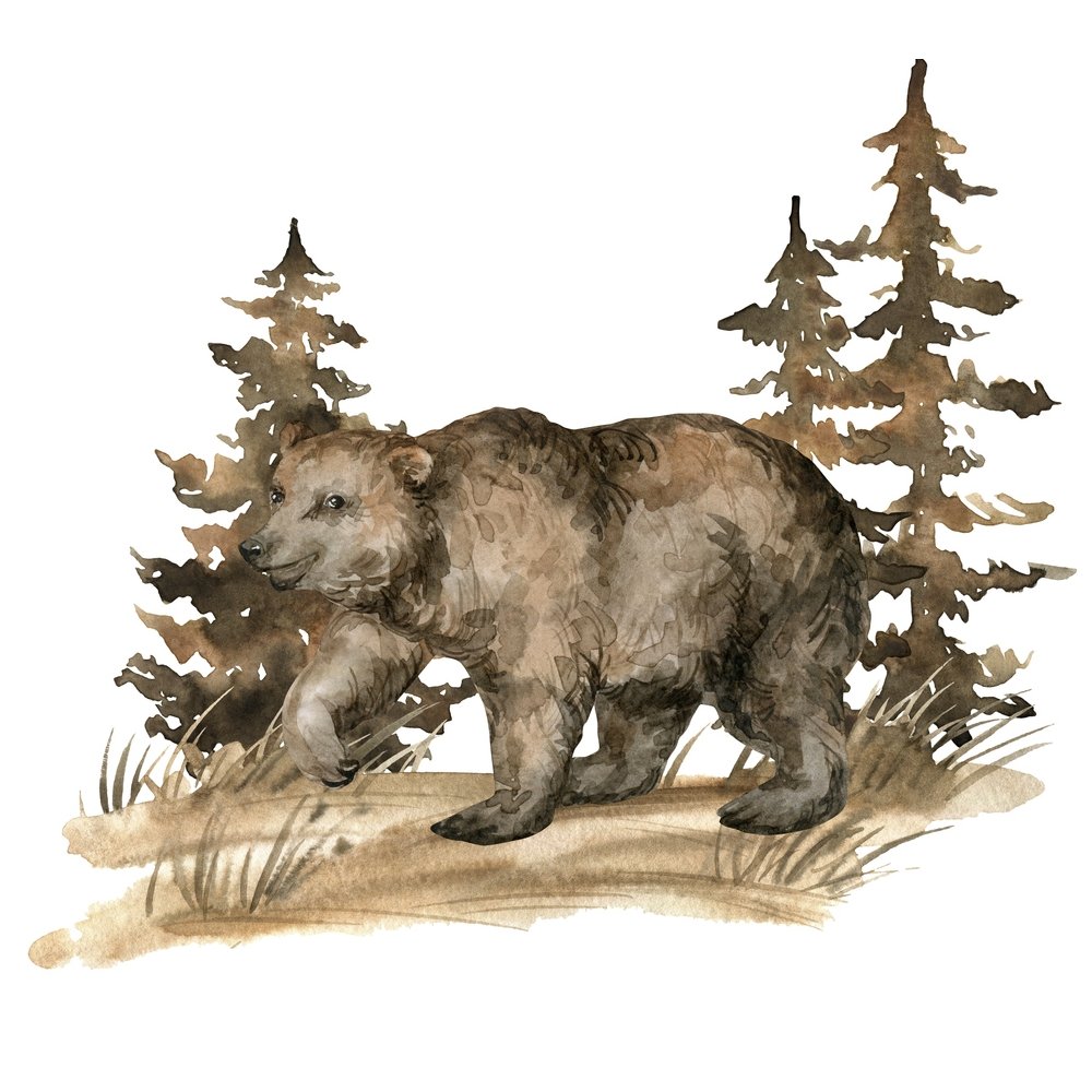 Brown Bear In The Wild fabric Panel Variation 2