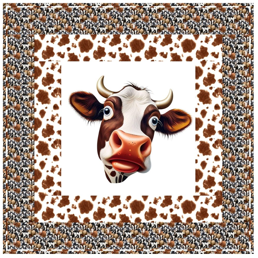 Brown Cow Funny Face Wall Hanging 42" x 42"