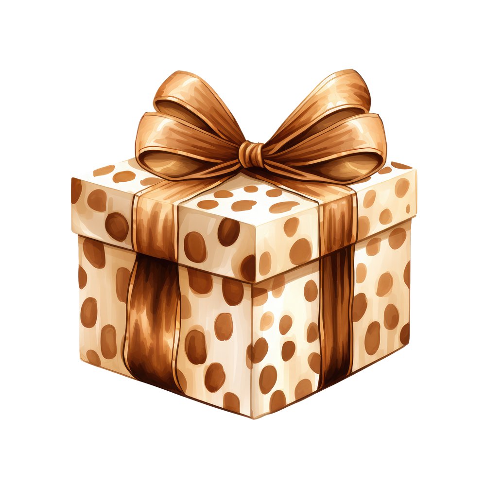 Brown & Gold Gift Box #1 Fabric Panel