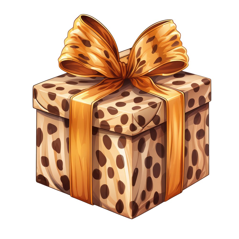 Brown & Gold Gift Box #2 Fabric Panel